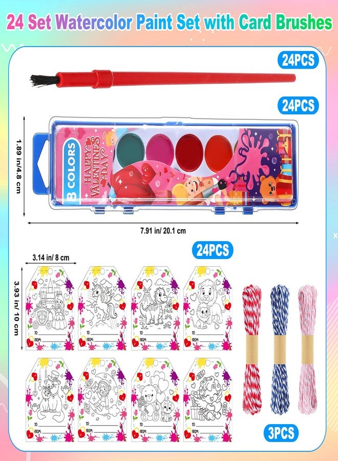 مارسبارك مجموعة ألوان مائية من مارسبارك، ٢٤ لونًا، مثالية للأطفال في عيد الحب، تتضمن بطاقات وفرشًا، مناسبة للحرف اليدوية، هدايا غير حلوى، هدايا للتبادل الصفي، هدايا لحفلات عيد الحب، قابلة للغسل. - Image 2